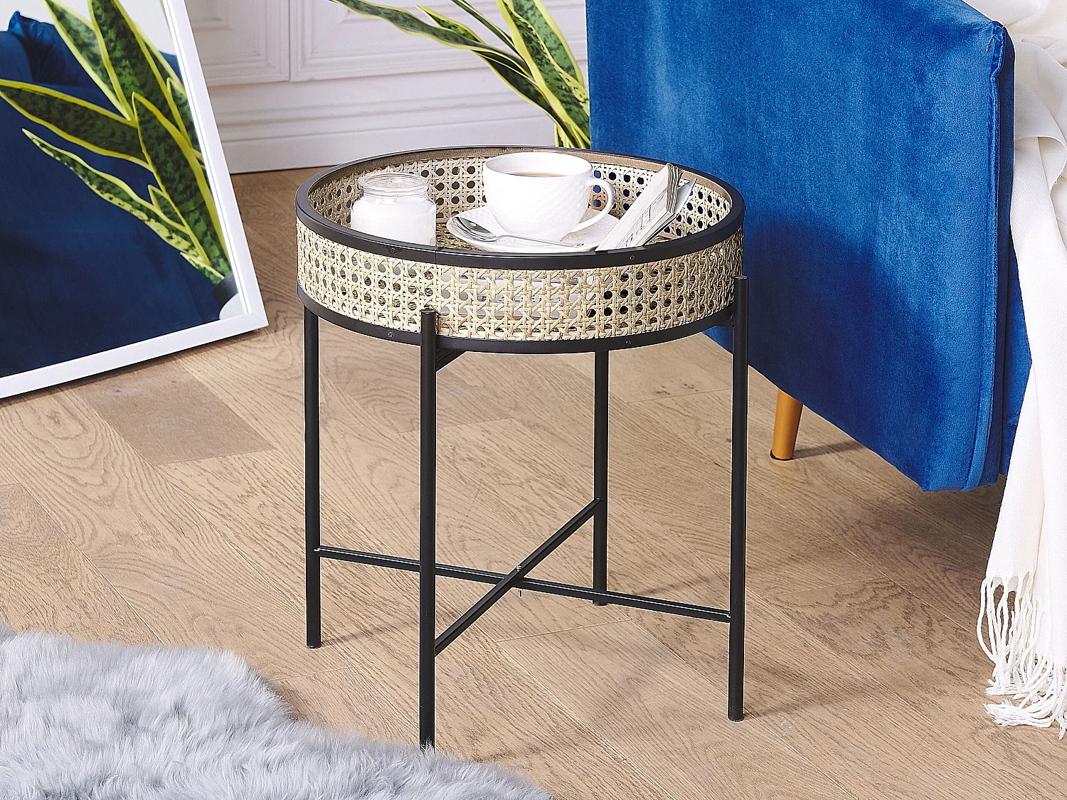 Beliani Vienna, table d’appoint en rotin, photo du marchand